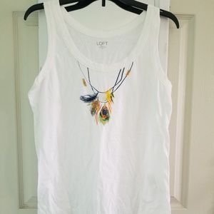 🌟3/$10 Loft Tank Top with Necklace Design NWOT🌟